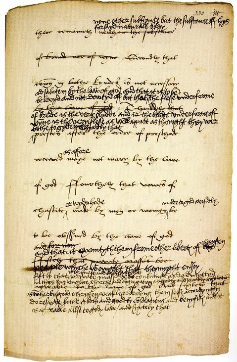Picture Draft of the Act of The Six Articles Amended in Henry's Handwriting